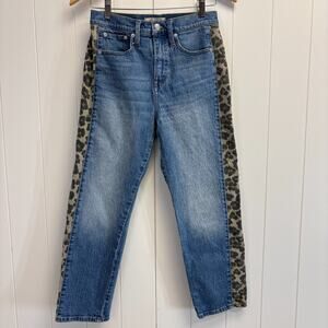 Madewell Womens Classic Straight Leopard Stripe Mob Wife Denim Jeans Size 26